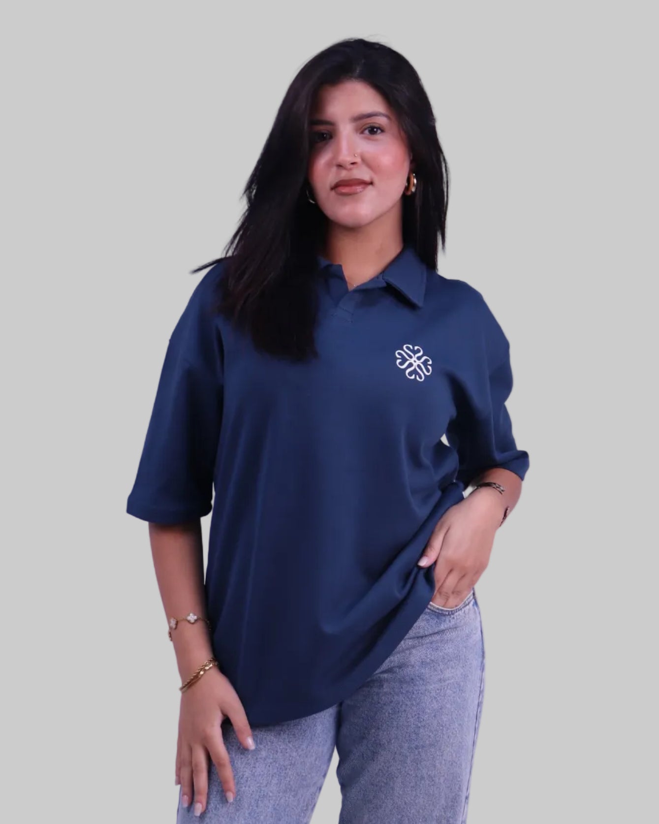 Teal blue Puff Polo