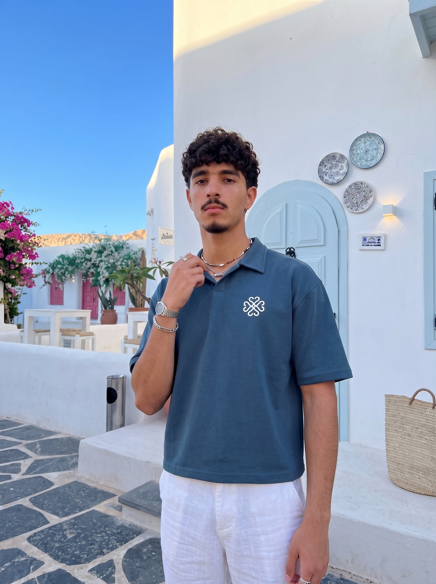Teal blue Puff Polo