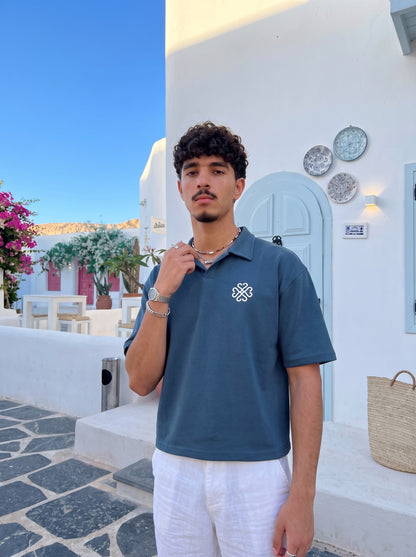 Teal blue Puff Polo