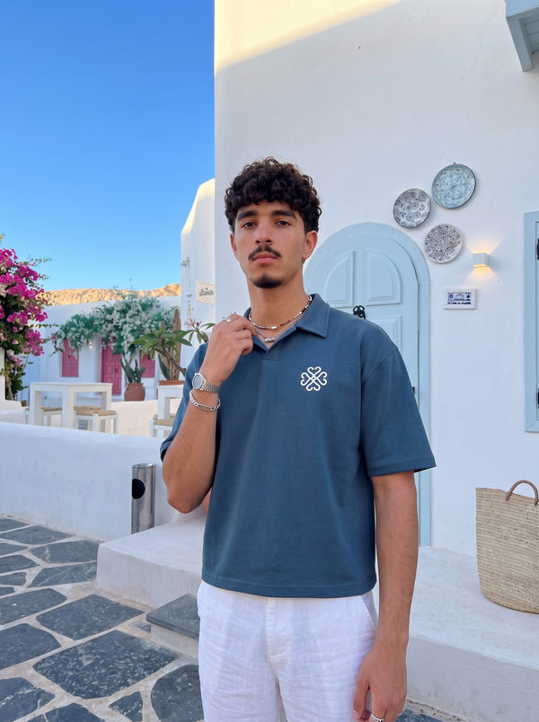 Teal blue Puff Polo